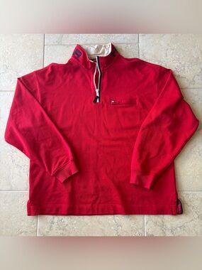 Tommy Hilfiger Bright Red Quarter-Zip Pullover
